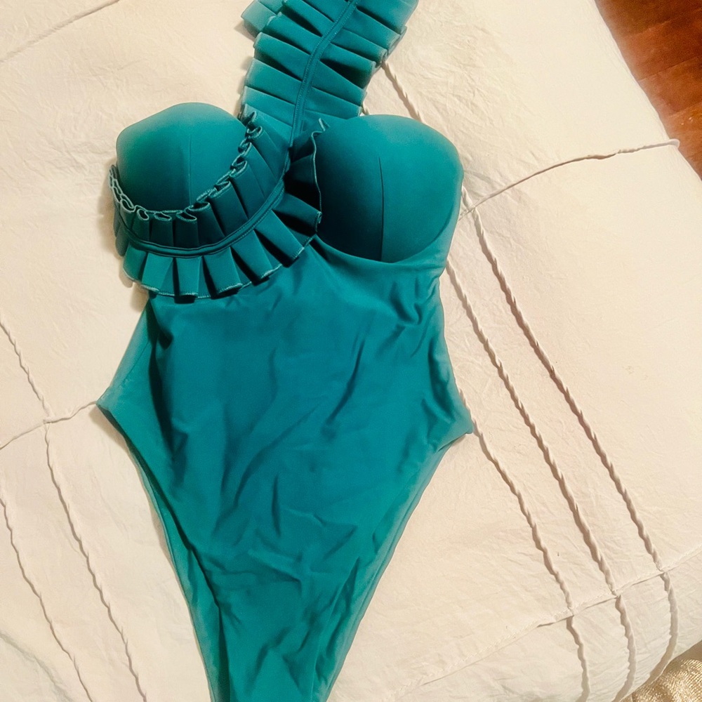 Andrea Iyamah Teal One Piece Swimsuit